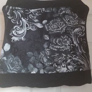 Black Rose Graphic Tube Top